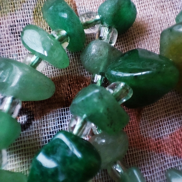Adventurine Semi Precious Stone Oversized Faceted Acrylic LOFT Dual Necklace - Picture 6 of 14